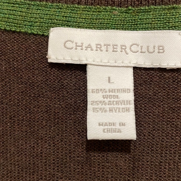 CHARTER CLUB ARGYLE SLEEVELESS SWEATER, MULTI COLOR, 60% MERINO WOOL - Picture 2 of 10